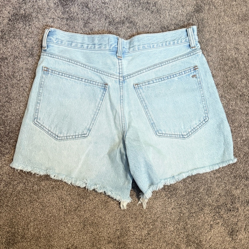 Madewell light Blue Distressed High-Rise Denim Shorts mid length - Picture 2 of 3